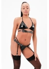 Deri Görünümlü Sexi Harness Deri Li Jartiyer Takım Set 51210