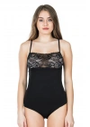 Derya Kurşun Dantel Yaka Askılı Çıtçıtlı Kadın Body 312