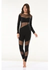 Derya Kurşun Puanlı Transparan Detaylı Kadın Tayt Takım 1131
