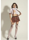 FANTEZİ ÖĞRENCİ KOSTÜMÜ BEYAZ/EKOSE (MGP6536)