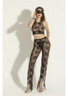 FANTEZİ TRANSPARAN BRALET, PANTOLON TAKIM SİYAH (MGP6154)