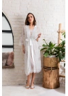 GELİN SET TRANSPARAN MİDİ BOY KUŞAKLI SABAHLIK EKRU (MGP12176)