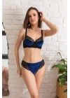 KADİFE SÜTYEN VE SLİP KÜLOT TAKIM LACİVERT (MGP32141)