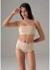 Kadın Ten Dikişsiz Yüksek Bel Marka Baskılı Slip 7003