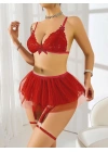 Kırmızı Tül etekli Fantezi Kostüm 2211