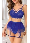 Mavi Bel Tüllü Kadın Seksi Fantezi Jartiyer Takım 2121