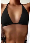 Özel Tasarım Bağlamalı Siyah Bikini Üst