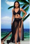 Özel Tasarım Bikini & Mayo Üstüne Uzun Tül Siyah Pareo