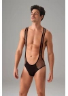 Siyah Erkek File Kumaş Askılı Jockstrap Body 3053
