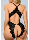 Siyah Özel Bölgesi Açık Dantel Body Jesica Bella E-0049