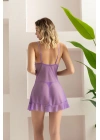 TRANSPARAN BABYDOLL STRİNG TAKIM LİLA (MGP32096)