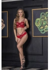 TRANSPARAN BRALET STRİNG TAKIM BORDO (MGP31632)