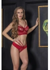 TRANSPARAN BRALET STRİNG TAKIM BORDO (MGP31632)