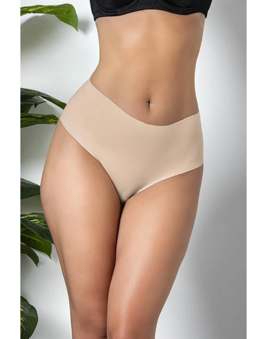 3'LÜ PAKET DİKİŞSİZ, İZ YAPMAZ, LAZER KESİM, YÜKSEK BEL SLİP KÜLOT CAPPUCİNO (MGP21263)