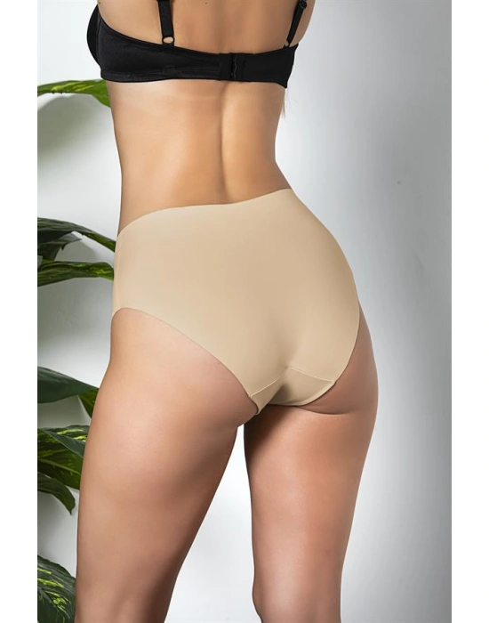 3'LÜ PAKET DİKİŞSİZ, İZ YAPMAZ, LAZER KESİM, YÜKSEK BEL SLİP KÜLOT CAPPUCİNO (MGP21263)