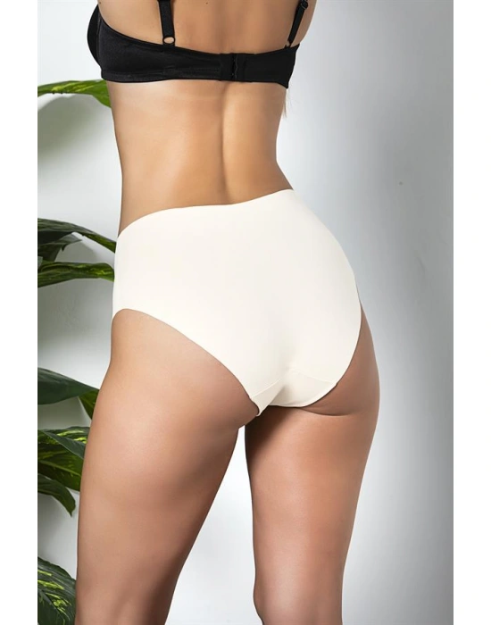 3'LÜ PAKET DİKİŞSİZ, İZ YAPMAZ, LAZER KESİM, YÜKSEK BEL SLİP KÜLOT EKRU (MGP21263)