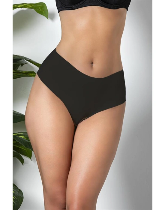 3'LÜ PAKET DİKİŞSİZ, İZ YAPMAZ, LAZER KESİM, YÜKSEK BEL SLİP KÜLOT SİYAH (MGP21263)