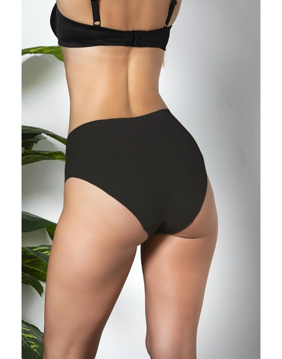 3'LÜ PAKET DİKİŞSİZ, İZ YAPMAZ, LAZER KESİM, YÜKSEK BEL SLİP KÜLOT SİYAH (MGP21263)