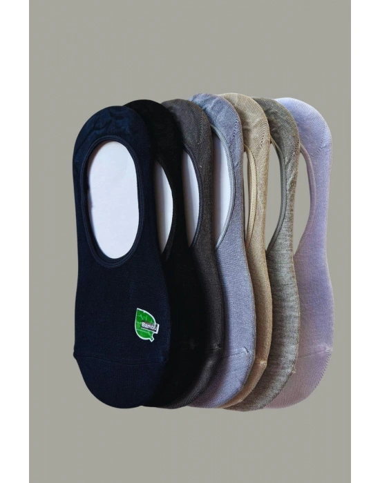 6lı Bambu Topuk Burun Dikişsiz Görünmez Spor Kadın Babet Çorap 1007-6lı