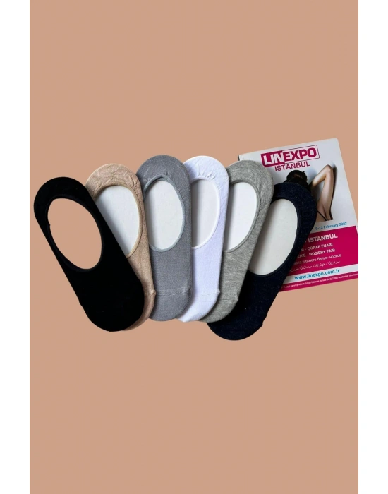 6lı Bambu Topuk Burun Dikişsiz Görünmez Spor Kadın Babet Çorap Pamuk 1010-6lı