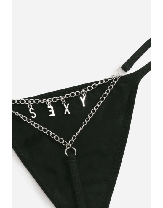 Arkası Sexy Yazılı Zincirli Fantezi Tanga Külot 81092
