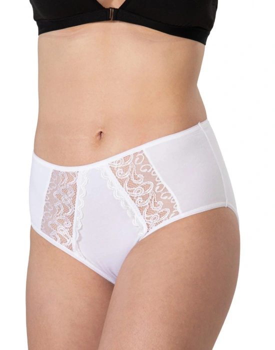 BEYAZ MI Emay 1445 Modal Cotton Yüksekbel Dantelli Külot