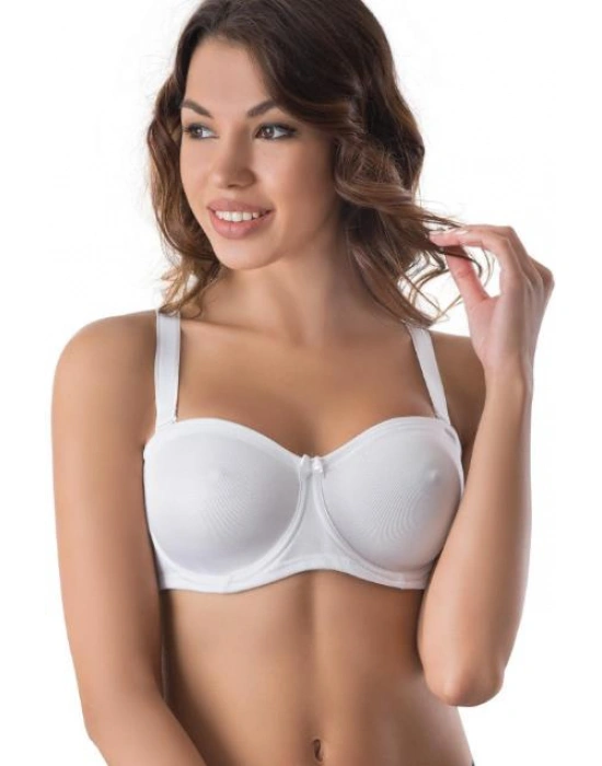 BEYAZ MI Emay 159 B Balenli Straplez Toparlayıcı Sütyen
