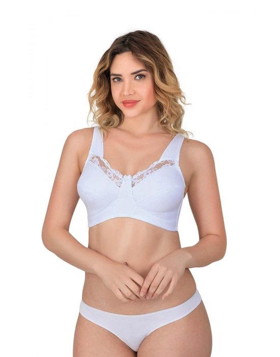BEYAZ MI Emay 181 C Dantelli Toparlayıcı Cotton Sütyen