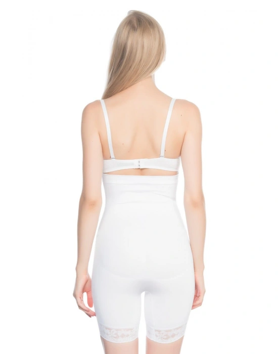 BEYAZ MI Emay 2027 Yüksek Bel Dantelli Paçalı Korse