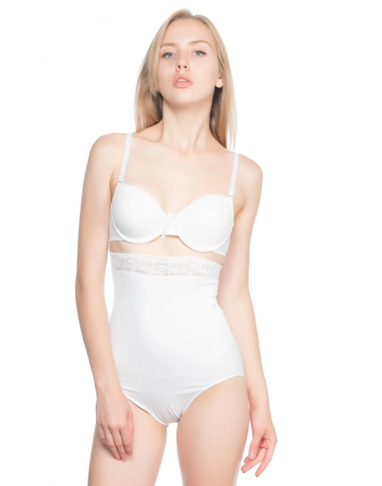 BEYAZ MI Emay 2028 Dantelli Yüksek Bel Slip Korse