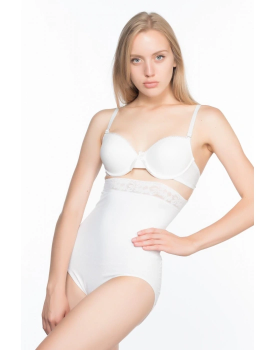 BEYAZ MI Emay 2028 Dantelli Yüksek Bel Slip Korse