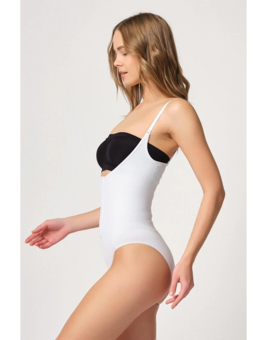 BEYAZ MI Emay 2043 Göğsü Açık Agraflı Body Korse
