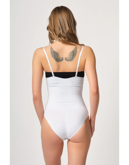 BEYAZ MI Emay 2043 Göğsü Açık Agraflı Body Korse