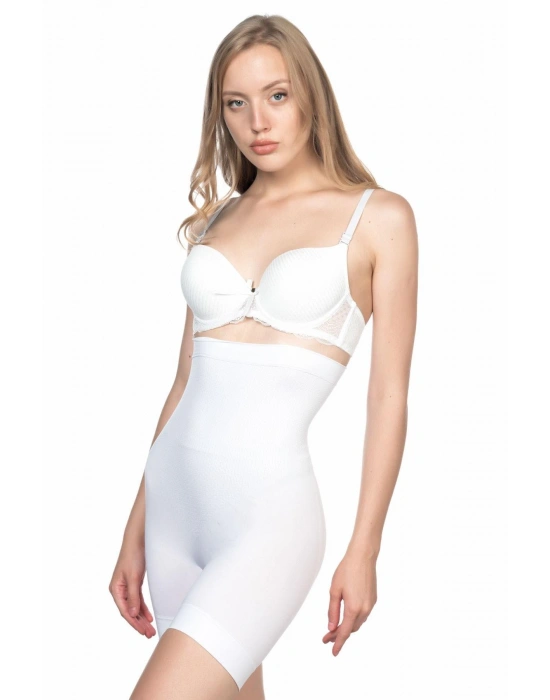 BEYAZ MI Emay 2056 Yüksek Bel Masajlı Uzun Paça Korse