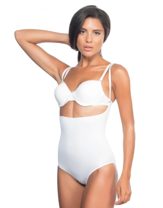 BEYAZ MI Emay 2073 Göğüsü Açık Desenli Body Korse