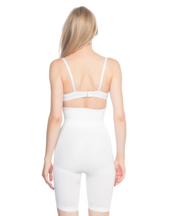 BEYAZ MI Emay 2074 Yüksek Bel Desenli Double Uzun Paça Korse