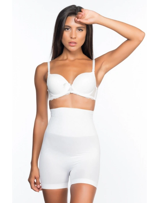 BEYAZ MI Emay 2075 Yüksek Bel Desenli Double Kısa Paça Korse