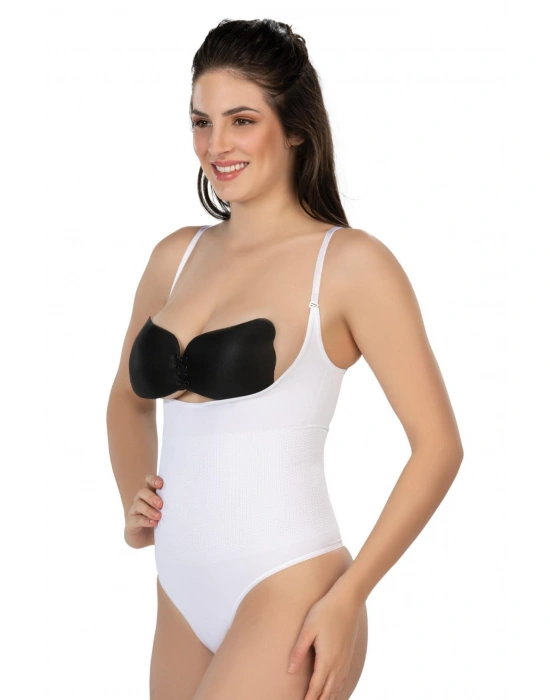 BEYAZ MI Emay 2076 Göğüsü Açık String Body Korse