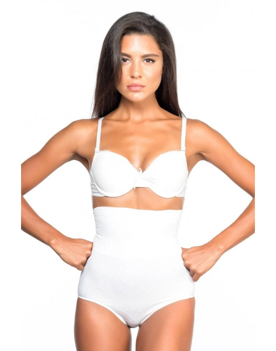 BEYAZ MI Emay 2079 Yüksek Bel Desenli Double Slip Korse