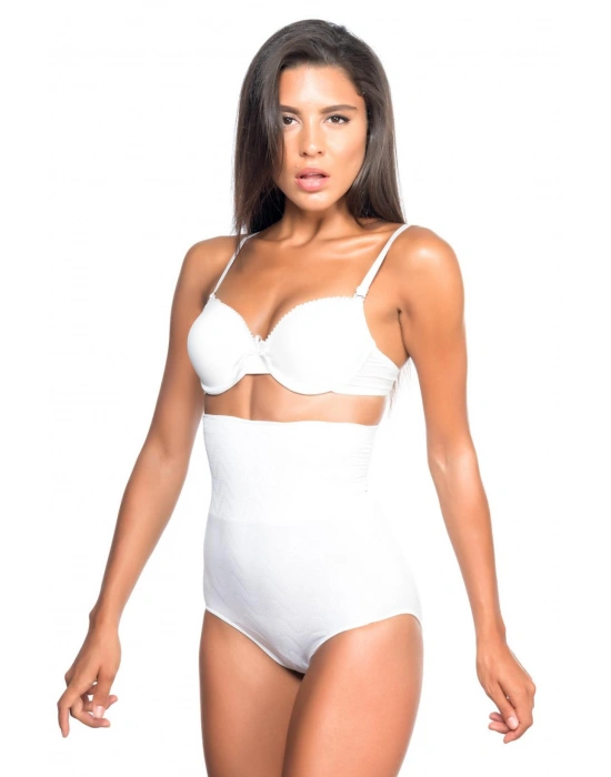 BEYAZ MI Emay 2079 Yüksek Bel Desenli Double Slip Korse