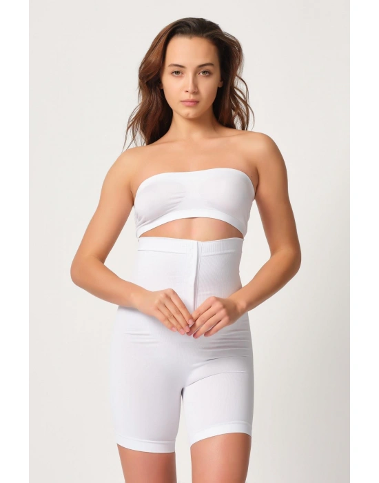 BEYAZ MI Emay 2087 Önden Agraflı Paçalı Korse