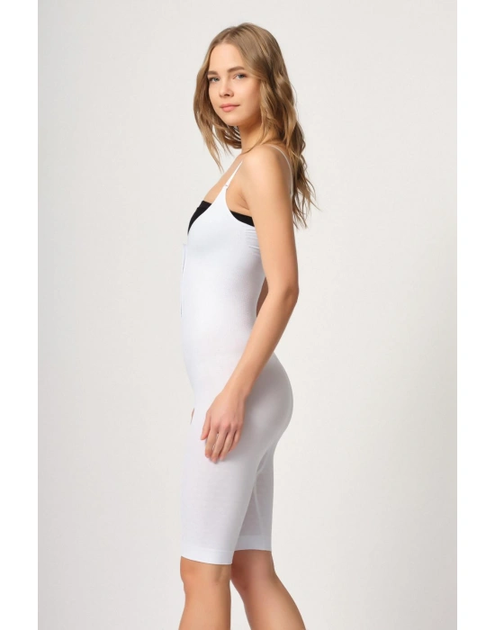 BEYAZ MI Emay 2093 Ön Agraflı Göğsü Açık Paçalı Boy Korse