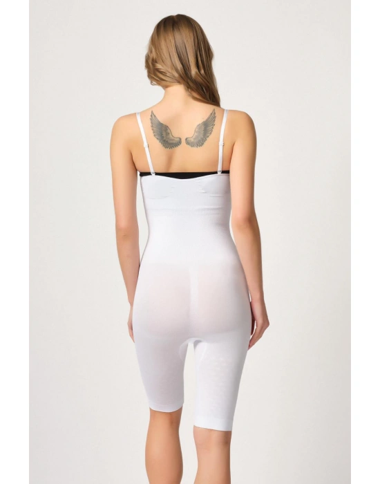 BEYAZ MI Emay 2093 Ön Agraflı Göğsü Açık Paçalı Boy Korse