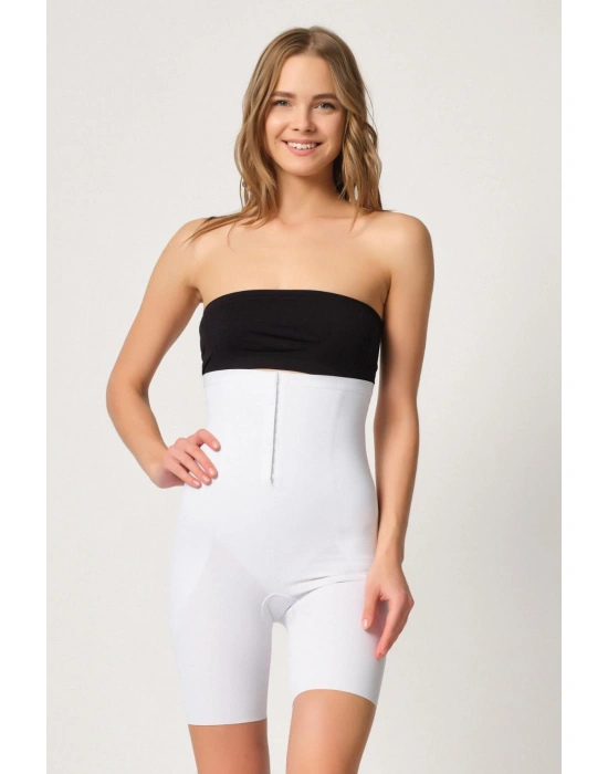 BEYAZ MI Emay 2832 Yüksek Bel Balen Destekli Agraflı Lazer Korse