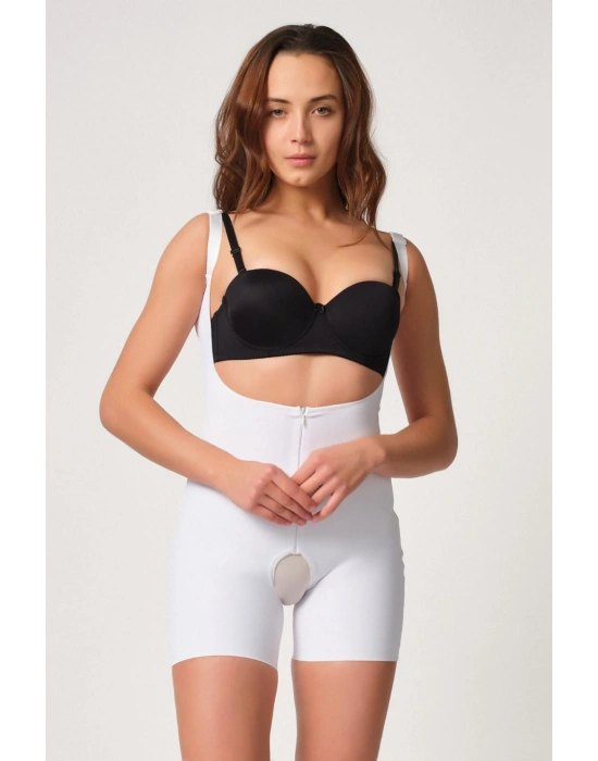 BEYAZ MI Emay 2834 Göğsü Açık Ferumalı Tül Popo Boy Lazer Korse