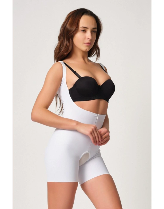 BEYAZ MI Emay 2834 Göğsü Açık Ferumalı Tül Popo Boy Lazer Korse