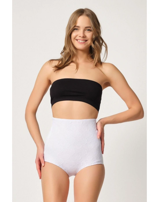 BEYAZ MI Emay 2842 Lazer Dantelli Slip Korse