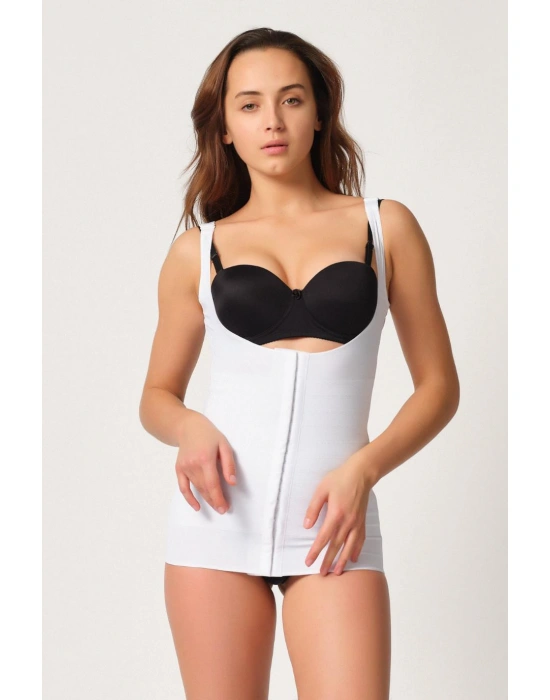 BEYAZ MI Emay 2916 Karyoka Destekli Agraflı Atlet Korse