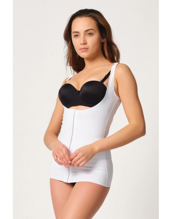 BEYAZ MI Emay 2916 Karyoka Destekli Agraflı Atlet Korse