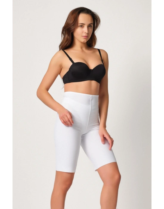 BEYAZ MI Emay 2923 Yüksek Bel Karyokalı Paçalı Lazer Korse